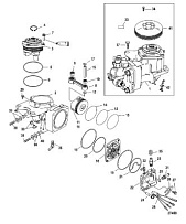 Компоненты воздушного компрессора 2-Х ТАКТНОГО ПЛМ MERCURY 150 PRO XS L OPTIMAX Серийный номер от 1B690542 и выше