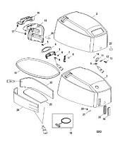 Верх капота 2-Х ТАКТНОГО ПЛМ MERCURY 50EO Серийный номер от 0T980000 до 0T999999